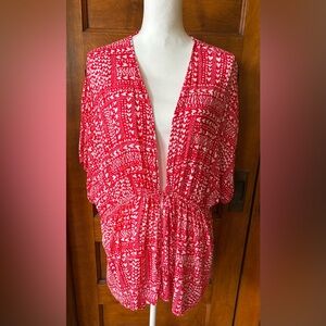 Victoria’s Secret Heart Print Kimono Front Tie Top - One Size